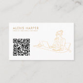 Carte De Visite Code QR Art en Ligne Moderne Or Minimaliste (Dos)