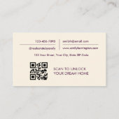 Carte De Visite Code QR Art Linéaire Agent Immobilier Prune (Dos)