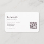 Carte De Visite Code QR Art Linéaire Fleur Violet Poussiéreux Mode (Dos)