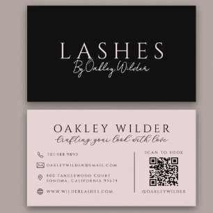Carte De Visite Code QR Artiste de Cils Rose Noir