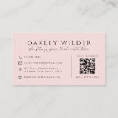 Carte De Visite Code QR Artiste de Cils Rose Pâle Noir (Dos)