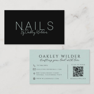 Carte De Visite Code QR Artiste Ongles Bleu