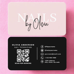 Carte De Visite Code QR Artiste Spécialiste Ongles Rose