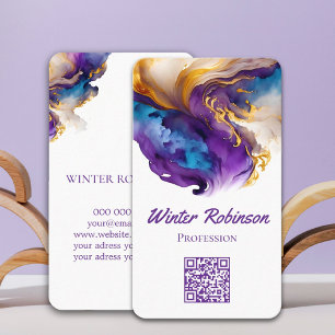 Carte De Visite code QR artsy or encres alcooliques dorées