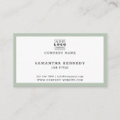 Carte De Visite Code QR avec bordure vert sauge Professionnel Logo (Devant)