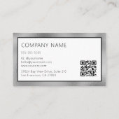 Carte De Visite Code QR avec logo à bordure en feuille d'argent él (Dos)