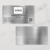 Carte De Visite Code QR avec logo ajouté professionnel Faux métal  (Devant / Derrière)