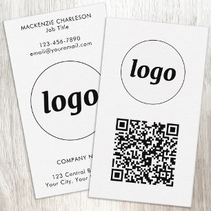 Carte De Visite Code QR avec texte de logo simple au format vertic