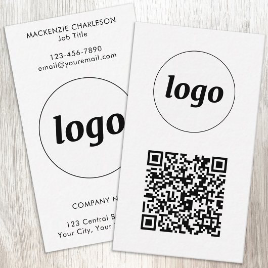 Carte De Visite Code QR avec texte de logo simple au format vertic