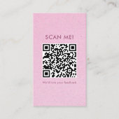 Carte De Visite Code QR « Avis » écriture élégante Kraft rose (Devant)