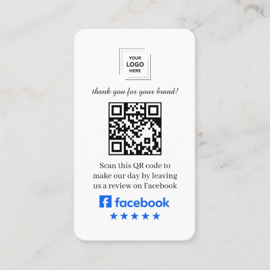 Carte De Visite Code QR Avis Facebook Style de Commentaires Client (Devant)