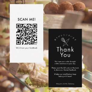Carte De Visite Code QR Avis Rouleau à Pâtisserie Moustache Noire