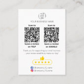 Carte De Visite Code QR avis sur les petites entreprises GOOGLE et (Devant)