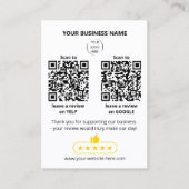 Carte De Visite Code QR avis sur les petites entreprises GOOGLE et (Devant)