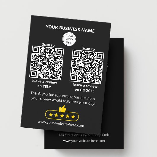 Carte De Visite Code QR avis sur les petites entreprises GOOGLE et