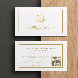 Carte De Visite Code QR avocat avocat professionnel or blanc