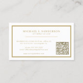 Carte De Visite Code QR avocat avocat professionnel or blanc (Dos)