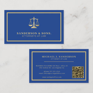Carte De Visite Code QR avocat avocat professionnel or bleu