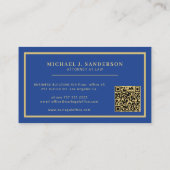 Carte De Visite Code QR avocat avocat professionnel or bleu (Dos)