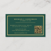 Carte De Visite Code QR avocat avocat professionnel or vert (Dos)