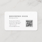 Carte De Visite Code QR Avocat Échelles Blanches Noires Simple Arr (Dos)