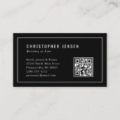 Carte De Visite Code QR Avocat Échelles Noir Blanc Classique (Dos)