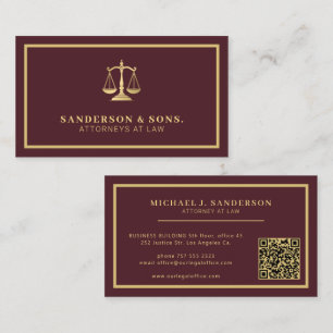 Carte De Visite Code QR avocat juriste professionnel or bordeaux