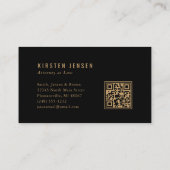 Carte De Visite Code QR avocat motif damas noir or (Dos)
