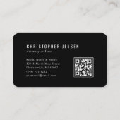 Carte De Visite Code QR Avocat Noir Blanc Échelles Simple Arrondi (Dos)