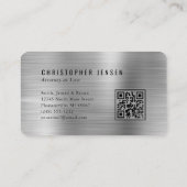 Carte De Visite Code QR Avocat Noir Échelles Argent Arrondi (Dos)