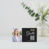 Carte De Visite Code QR Avocat Noir Or Photo  (Debout devant)