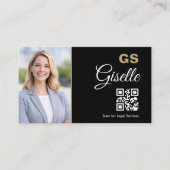 Carte De Visite Code QR Avocat Noir Or Photo  (Devant)