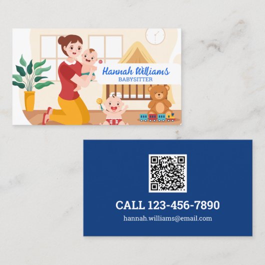 Carte De Visite Code QR Babysitter (Devant / Derrière)
