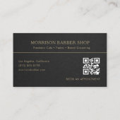 Carte De Visite Code QR barbier noir or professionnel (Dos)