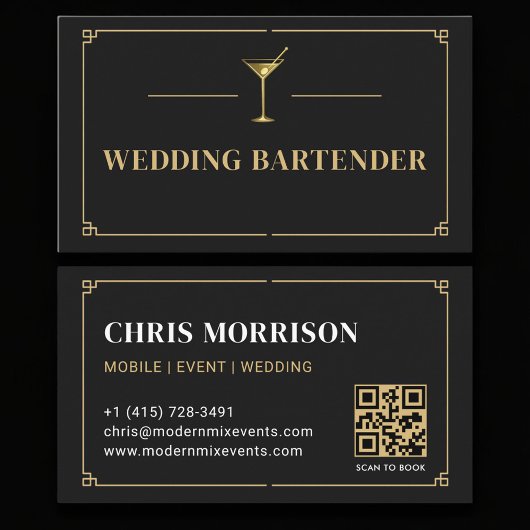 Carte De Visite Code QR Barman de Mariage Professionnel
