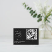 Carte De Visite Code QR, beauté, logo, ligne Art Black (Debout devant)