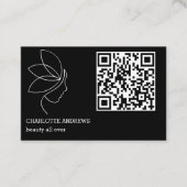 Carte De Visite Code QR, beauté, logo, ligne Art Black (Devant)