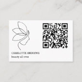 Carte De Visite Code QR, beauté, logo, ligne Art Black (Devant)