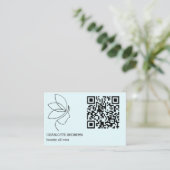 Carte De Visite Code QR, beauté, logo, ligne Art Blue (Debout devant)