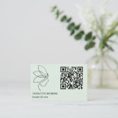 Carte De Visite Code QR, beauté, logo, ligne Art Green (Debout devant)
