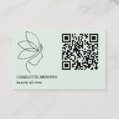 Carte De Visite Code QR, beauté, logo, ligne Art Green (Devant)