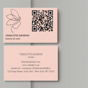 Carte De Visite code QR, beauté, logo, lignée Art Blush
