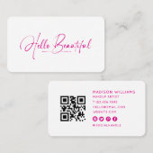 Carte De Visite Code QR Beauté Maquilleuse Merveilleuse Bonjour Fé (Devant / Derrière)