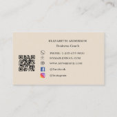 Carte De Visite Code QR Beige médias sociaux (Dos)