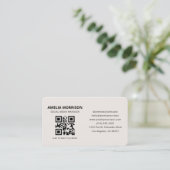 Carte De Visite Code QR Beige Neutre (Debout devant)