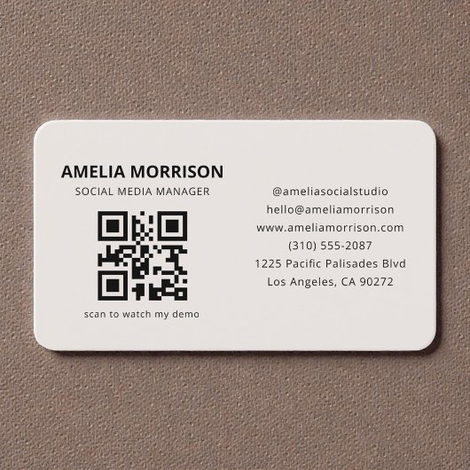 Carte De Visite Code QR Beige Neutre