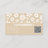 Carte De Visite Code QR Beige Rétro Fleur Groovy Bohème Unique (Dos)