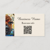 Carte De Visite Code QR Bison Buffle Animal Nature Art Gras (Dos)