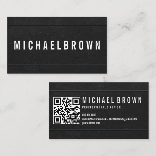 Carte De Visite Code QR Black Driver Bold Modern  (Devant / Derrière)