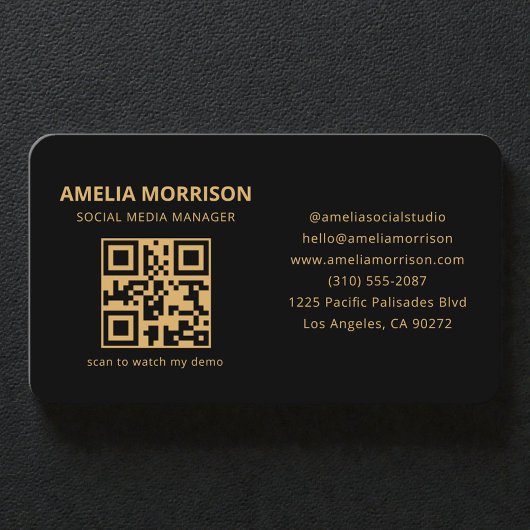 Carte De Visite Code QR Black Gold